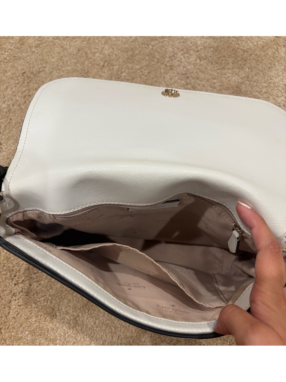 kate spade Beige and White Flap Shoulder Bag - Picture 4 of 8
